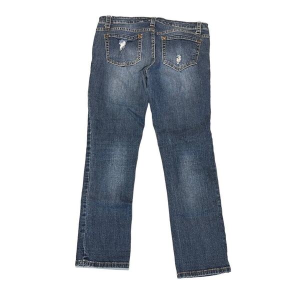 Vintage Blue Asphalt Y2K Jeans Junior 9 Roll Cuff Crop Low Rise Denim Pants - Picture 3 of 5